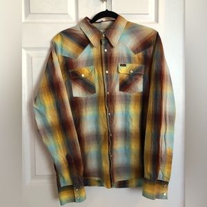 Hollister True Western Men Long Sleeve Pearl Snaps Shirt Large